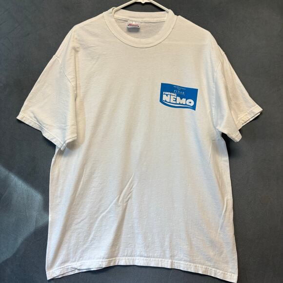 Vintage Hanes Heavyweight Finding Nemo Pixar Shirt L White Graphic Promotional - Picture 2 of 9